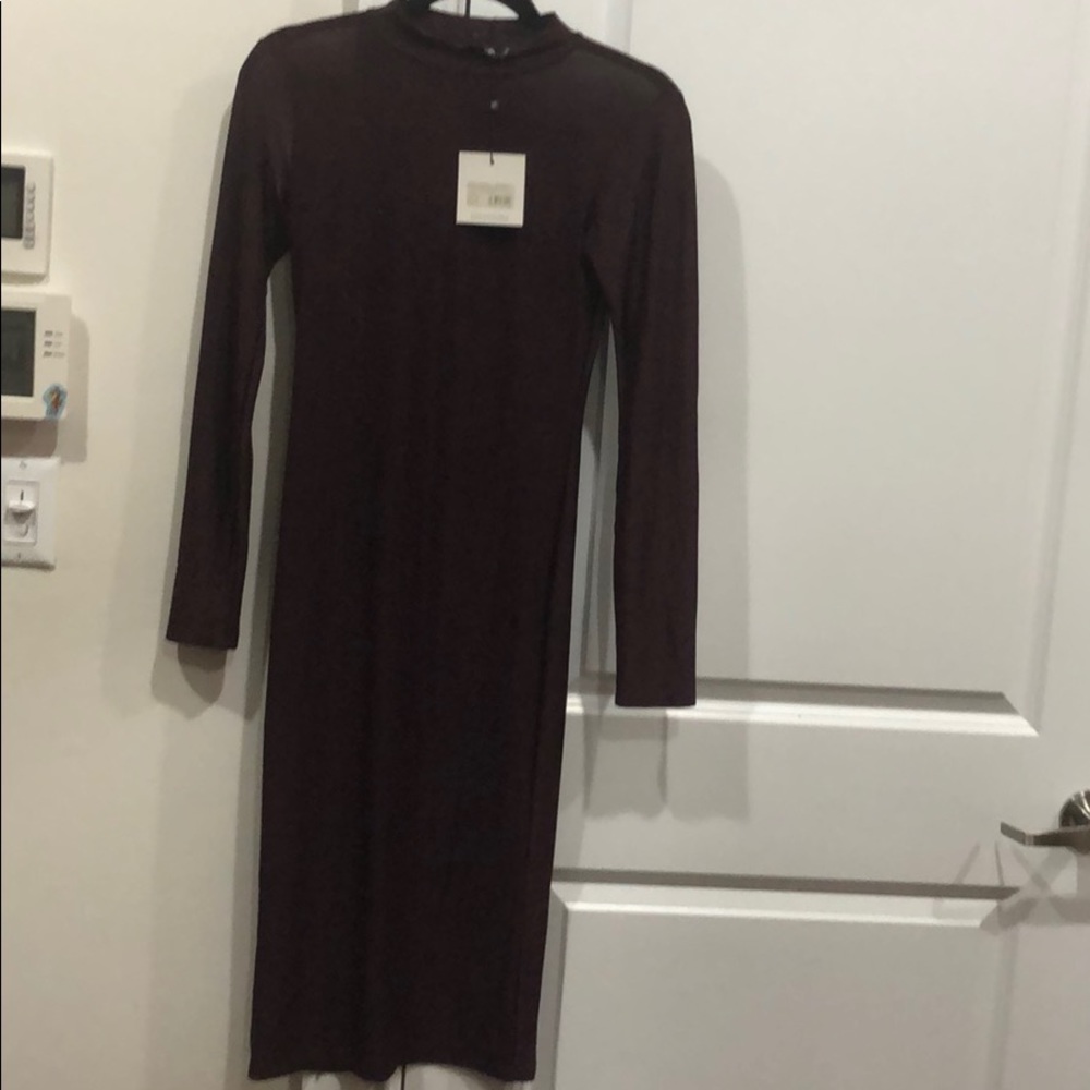 High neck bodycon midi dress